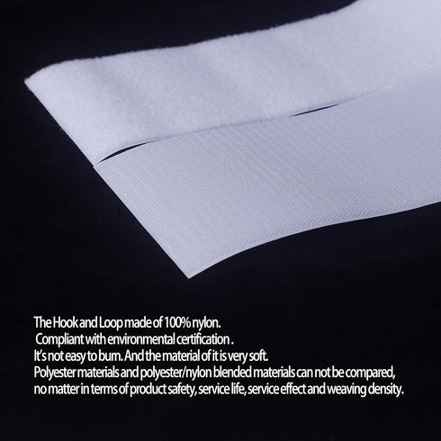2 Inches Width 4.5 Yards Length,Sew on Hook and Loop Style,Non-Adhesive Nylon Strips Fabric,White (2 in x 4.5 yd)...