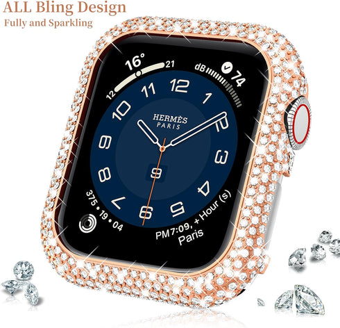 Mosonio Case Cover Compatible with apple watch 41mm, Full Bling Metal watch case 9/8/7 41mm for Women, Shiny and Durable Protective Case Cover for...