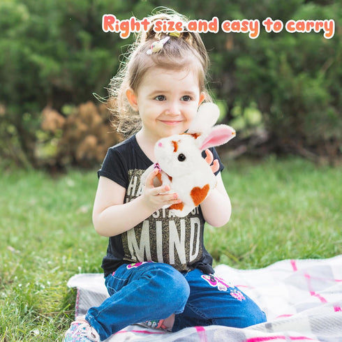 Easfan Walking Bunny Stuffed Animal Interactive Jumping Spotted Rabbit Talking Hopping Ears Nose Moving Educational Plush Toy Easter Birthday Gift...
