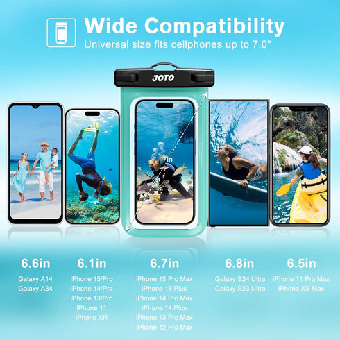 JOTO IPX8 Waterproof Phone Pouch Case, Underwater Dry Bag for Phone Protector for iPhone 15 14 13 12 11 Pro Max, Galaxy S24 S23 S22 Ultra Pixel to...