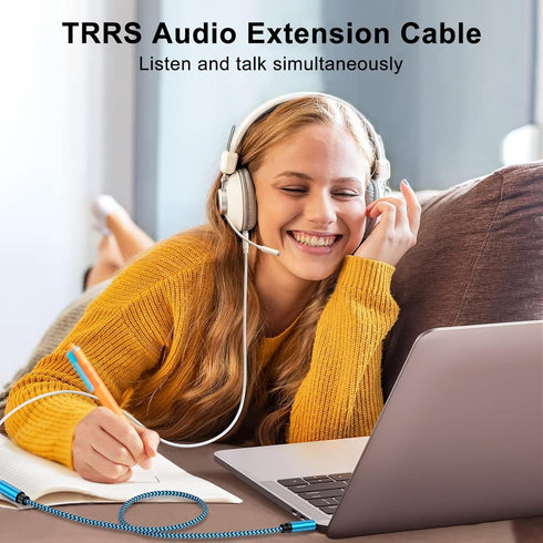 Headset Extension Cable, 2Pack 6FT 4 Pole TRRS 3.5mm Aux Jack Audio Extension Cable Male to Female Aux Adapter Cord Extender for Headphones, Smart...