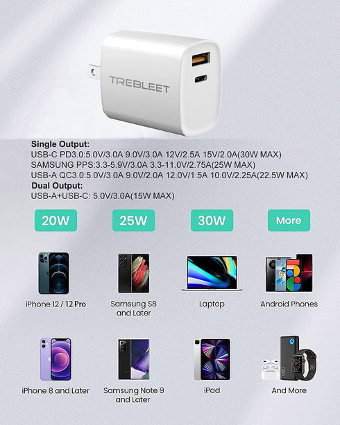 USB C Super Fast Charger,Foldable Dual-Port 30W PD Wall Charger Fast Charging for Samsung Galaxy S23/ S23 Ultra/Z fold4/ A53 5G/ S22/ S22+/ Z Flip...