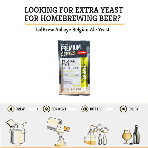 Craft A Brew - LalBrew Abbaye™Belgian Ale Yeast - Belgian Ale Dry Yeast - For Craft Blondes, Dubbels, Tripels & Quads - Ingredients for Home Brewi...