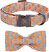 Elegant little tail Halloween Dog Collar, Pumpkin Print Pet Collar Bowtie Dog Collar Holiday Adjustable Pet Gift Collars for Small Medium Large Do...