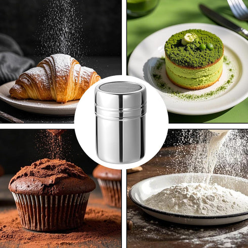 HANSGO Powdered Sugar Shaker Duster, Cinnamon Matcha Mlour Shaker Dispenser, Stainless Steel Fine Mesh Dredges Cans with Lid for Pepper, Salt, Cof...