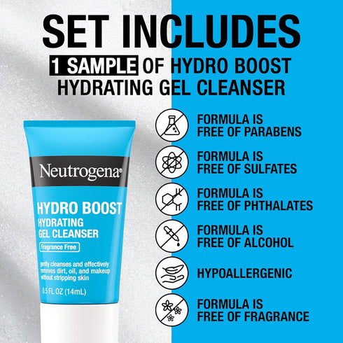Neutrogena Hydro Boost Water Cream Face Moisturizer with Hyaluronic Acid, 72-Hour Hydration, 1.7 Fl Oz, & Hydro Boost Hydrating Gel Face Cleanser ...