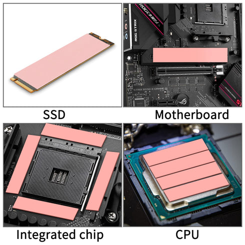 M.2 SSD Thermal Pad: 4 Pack 120x20mm 15W Thermal Pads GPU 1mm 1.5mm NVME CPU SSD M.2 2280 SSD Thermal Pad for Laptop Heatsink CPU GPU SSD IC LED C...