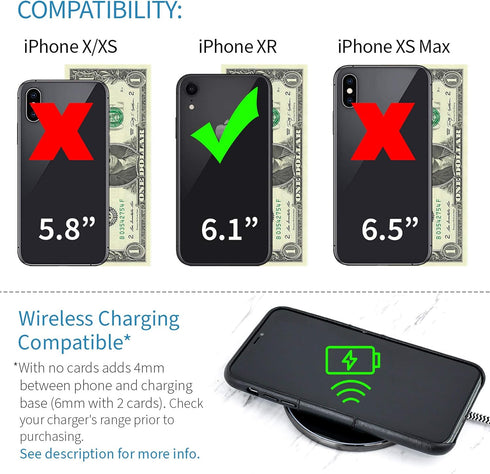 Dockem Wallet Case for iPhone XR: Built-in Metal Plate for Magnetic Mounting & 2 Credit Card Holders (6.1" Exec M2, Synthetic Leather, Black)...