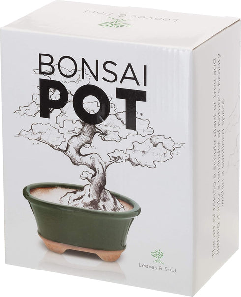 Glazed Ceramic Bonsai Pot - Decorative Planter for Dwarf Trees, Succulents, and Small Plants - Perfect for Indoor and Outdoor Gardens, Table Cente...