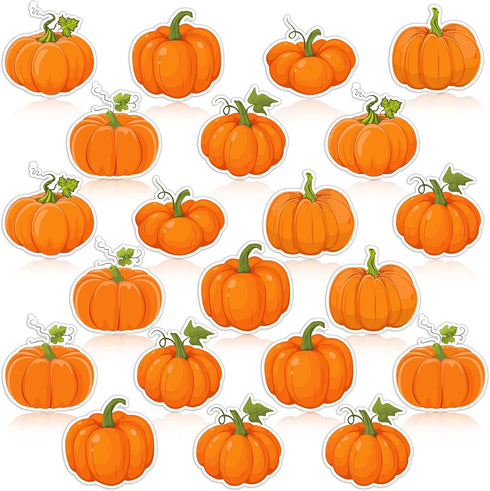 60 Pieces Pumpkin Cutouts Classroom Decoration Fall Bulletin Board Decorations 6 Designs Pumpkin Cutouts with 60 Glue Point for Halloween Fall Tha...