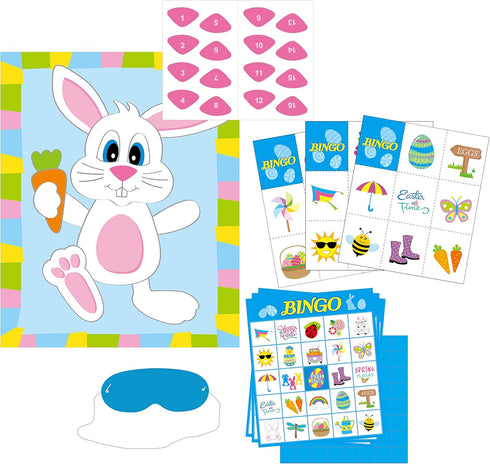 Iconikal Easter Bingo and Pin The Nose on The Bunny Game Set 32 Player...