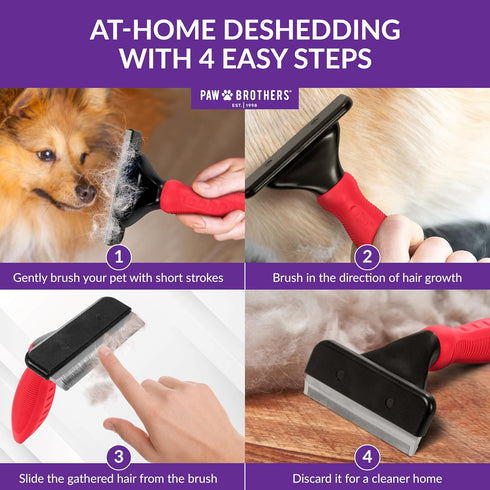 Paw Brothers Deshedding Tool, Deshedding Brush for Dogs and Cats, Professional Dog Grooming Brush for Shedding, Pet Hair Remover, Fur Removal Brus...