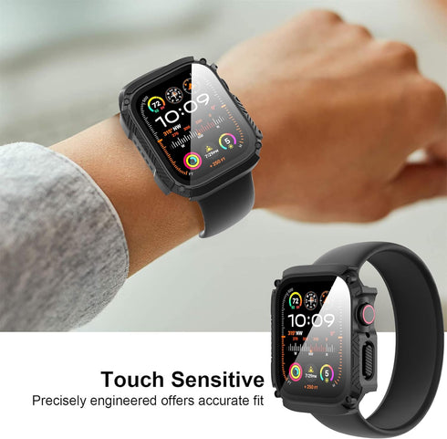 Suoman 1 PC Waterproof Case for Apple Watch Series 9/8/7 45mm Screen Protector,?Dazzling Cool Armored ? Tempered Glass Screen Protector Cover for ...