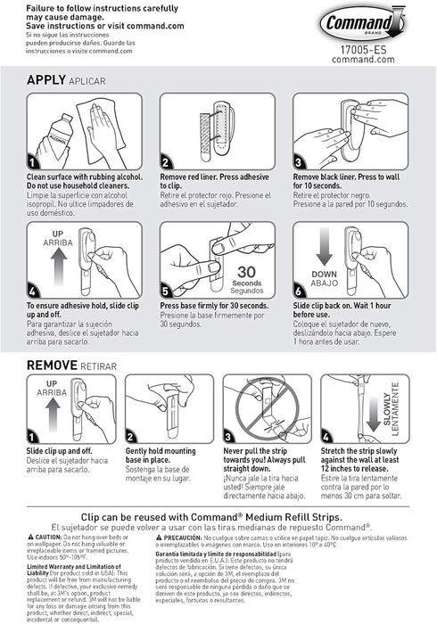Command Spring Clip, 1 clip, 2 medium strips...