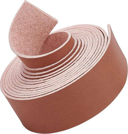 GORGECRAFT Light Brown Genuine Leather Strap Strip 1 Inch Wide 79 Inch Long Leather Belt Strips Wrap Single Sided Flat Cord for DIY Crafts Clothin...