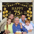 Trgowaul 75th Birthday Backdrop Gold and Black 5.9 X 3.6 Fts Happy Birthday Party Decorations Banner for Women Men Photography Supplies Background...