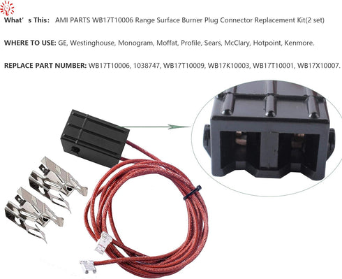WB17t10006 Terminal Block Kit Compatible With Surface Burner Receptacle Kit (2 pack)