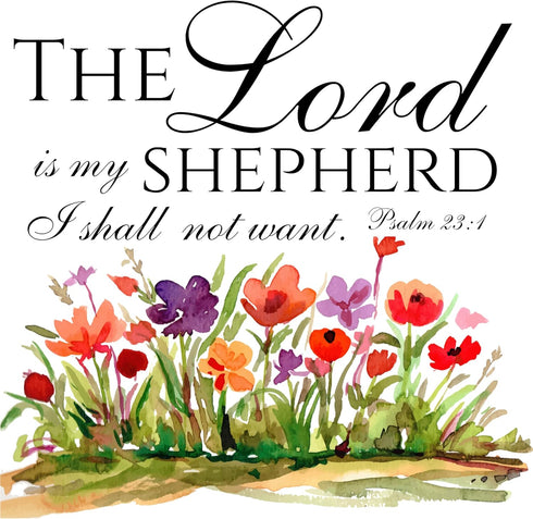 Fabric Panel 16"x16" Bible Verse 100% Cotton Quilting Panel Square Psalm 23:1 AM347...