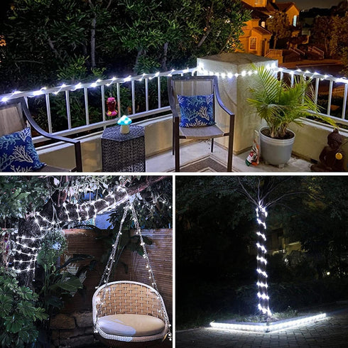 JMEXSUSS 120 LED Solar Powered Rope Lights Outdoor,39.4ft 8 Modes Solar Rope Lights,Waterproof Solar Rope Tube for Fence,Gazebo,Yard,Walkway,Path ...