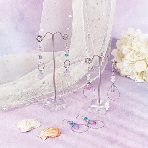 SUNNYCLUE 1 Box DIY 10 Pairs Purple Glass Beads Earring Making Kits Flower Petal Teardrop Dog Paw Glass Beads Brass Linking Rings & Earring Hooks ...