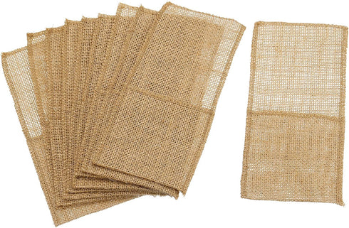 uxcell Burlap Lace Utensil Holders, 10Pcs Knife Forks Napkin Silverware Holder Bag Cutlery Pouch for Wedding Party Decoration...