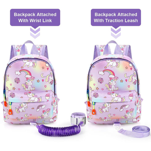 Accmor Toddler Harness Backpack Leash, Mini Unicorn Backpacks with Anti Lost Wrist Link, Cute Child Backpack Walking Leashes Keep Kids Close Rope ...