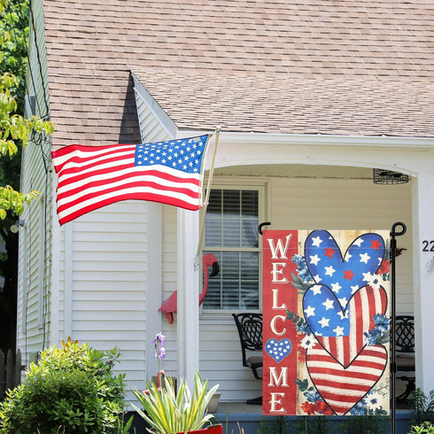 4th of July Garden Flag Patriotic Welcome Garden Flag12x18 Inch Double Sided Vertical Flag Memorial Day Independence Day Holiday Outside Decoratio...