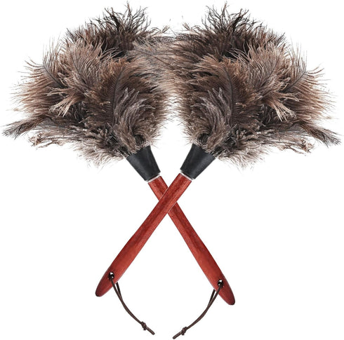 Ostrich Feather Duster (Set of 2), 14-Inch, Indulge in Effortless Elegance with Premium Reusable Design for Thorough, Eco-Friendly Cleaning at Hom...