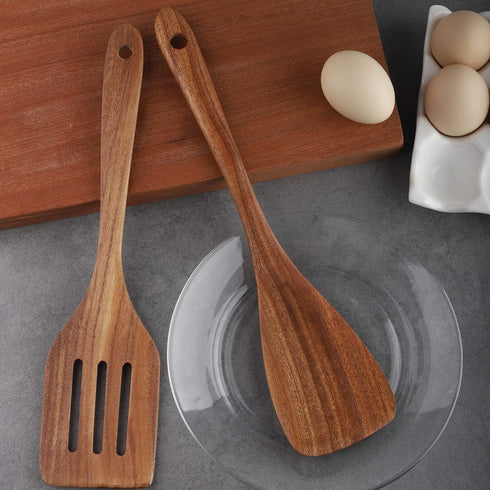 Wooden Cooking Utensils Set 4-Piece Wood Kitchen Utensil Set for Non Stick Cookware Wooden Spatula,Fork,Turner,Ladle,Strainer Spoons...