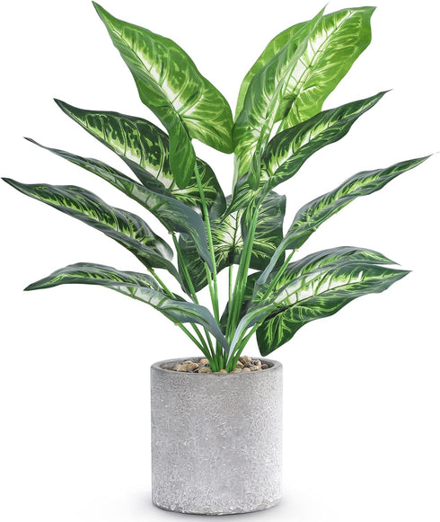 16" Small Fake Plants Artificial Tropical Faux Plants Indoor Desk Plant for Home Office Kitchen Shelf Sage Green Decor...