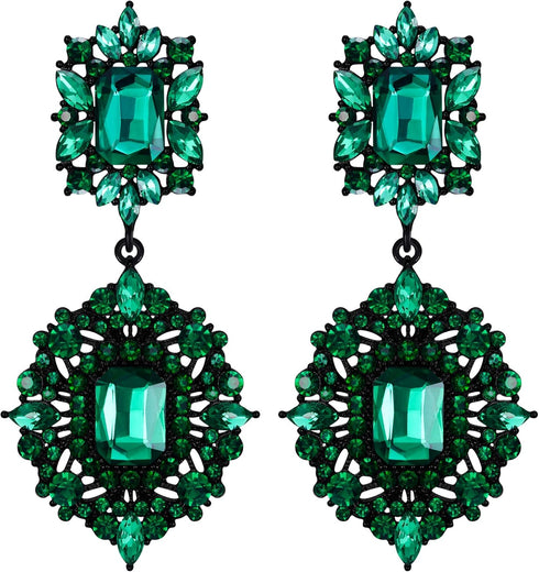 Flyonce Women's Rhinestone Crystal Art Deco Vintage Style Gatsby Clip-on Dangle Chandelier Earrings...