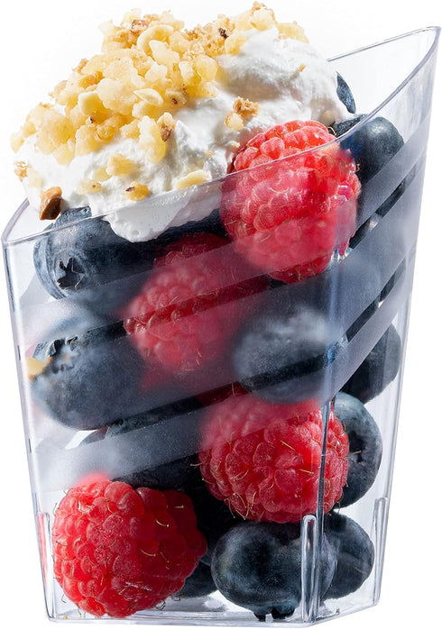 Posh Setting Mini Square Shooter Plastic Dessert Cups, 24 Count, 2 oz, Clear, for Tasting...