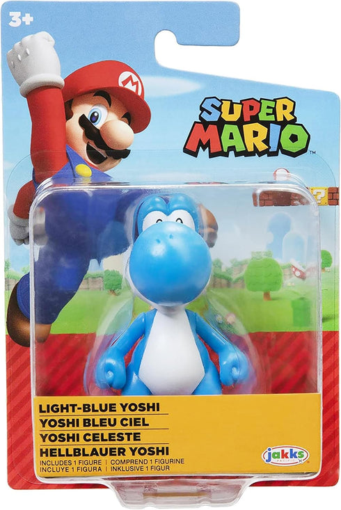 Super Mario Action Figure 2.5 Inch Light Blue Yoshi Collectible Toy...