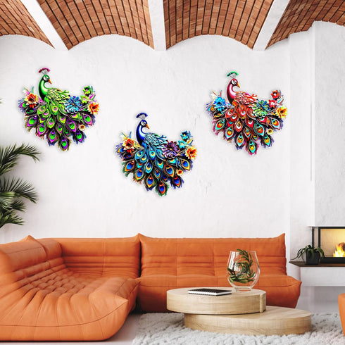 ikasus Metal Peacock Bird Wall Art Bird Wall Decor Outdoor Wall art Suitable for Outdoor Garden Fence Outdoor Crafts Iron Wall Decorations, Blue...