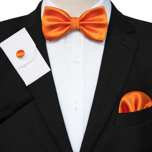 JEMYGINS Solid Color mens Pre-tied Bow Tie and Pocket Square Cufflinks Sets with Gift Box...