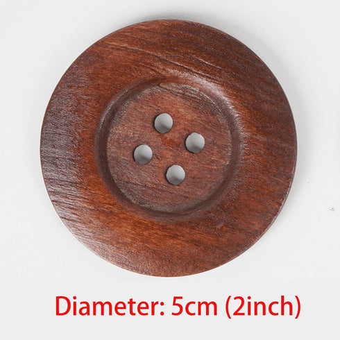 Chenkou Craft 20pcs Large Size 50mm(2") Brown Round Wood Buttons 4 Holes Craft Sewing Button (Light Brown, 50mm)...