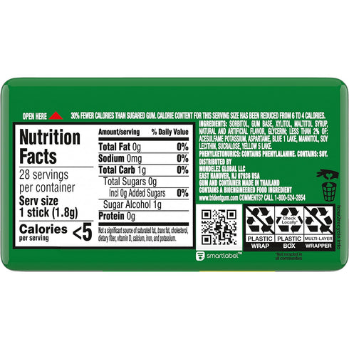 Trident Spearmint Sugar-Free Chewing Gum, 6 Pocket Packs of 28 Pieces (168 Total Pieces)...