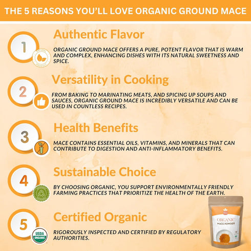 SPICY ORGANIC Ground Mace - 100% Pure USDA Organic -Non-GMO Mace Spice - 4 OZ...