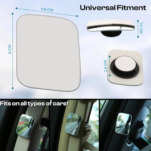 Backseat Passenger Safety Mirror/Blindspot Mirror/Rearview Mirror for Kids, Universal Fit, 360° Rotation, Anti-Slip, for Family Car, Pack of 2...