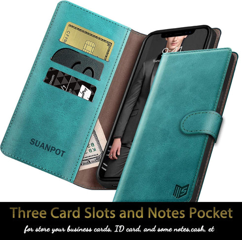 SUANPOT for iPhone 11 6.1 inch (Non 11 Pro 5.8") Leather Wallet case with RFID Blocking Credit Card Holder, Flip Folio Book Phone case Shockproof ...