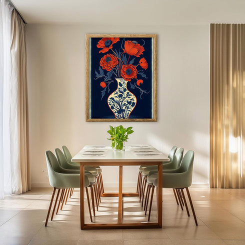 Posterizer 1 pcs-chinoiserie poppy flowers-Floral & Botanical Art-Abstract & Modern Art-Living Room Bedroom Decor- UNFRAMED Wall Art...