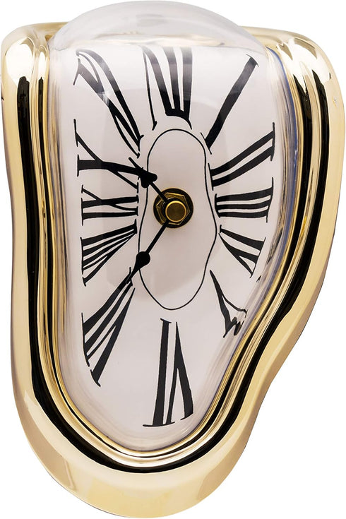 Melting Clock, Salvador Dali Watch Melted Clock for Decorative Home Office Shelf Desk Table Funny Creative Gift, Rome Gold...