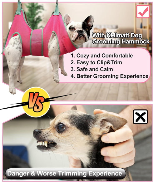 Dog Grooming Hammock,2024 New Barbie Pink Small Dog Hammock for Nail Trim,Dog Hanging Harness for Claw Care,Dog Grooming Sling Holder with Thick F...