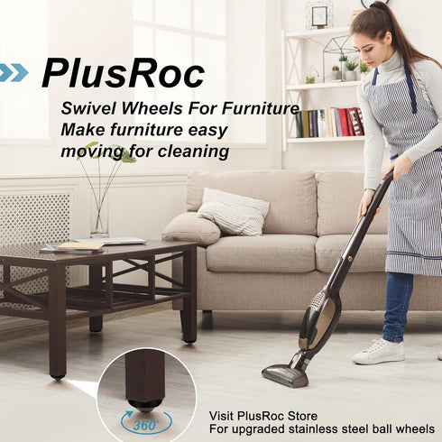 PlusRoc 4 Pack 1 Inch Self Adhesive Paste Caster Wheels for Furniture Bucket, Load Capacity 28LBS Per Wheel, Low Profile Swivel Wheels for Small A...