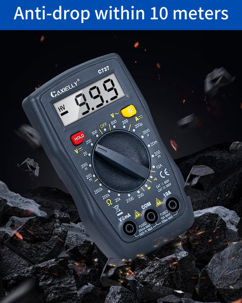 Multimeter Tester 2000 Counts Digital Multimeter with DC AC Voltmeter and Ohm Volt Amp Meter ; Measures Voltage, Current, Resistance; Tests Live W...