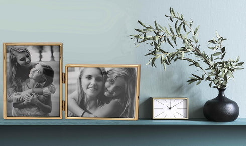 Vertical Horizontal Combo- Double 4 by 6 Inch Metal Folding Picture Frames-(1 Landscape and 1 Portrait Style) (Modern gold)...
