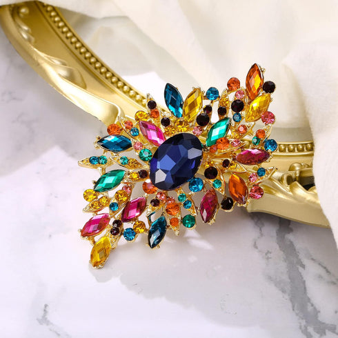 BriLove Women 's Elegant Stunning Crystal Rhinestone Marquise Oval Leaf Bouquet Brooch Pin for Party Prom...