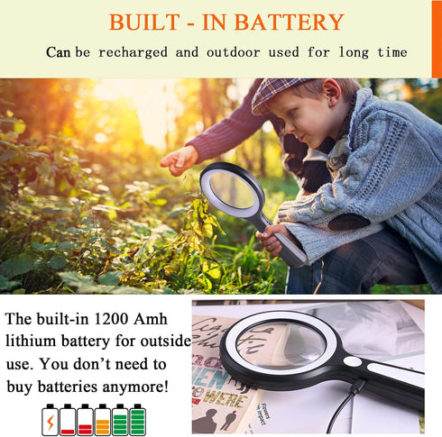 20X 30X Coin Magnifier, USB Rechargeable Lighted Magnifying Glass with Light Handheld for Currency Seniors Reading Crafts Jewelry Hobbies...