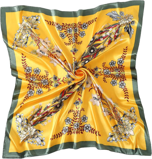 Women's 35" Satin Square Silk Like Hair Scarves and Wraps-Square Silk Head Scarf for wrapping hair...