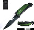 ALBATROSS 6 in 1 Survival Camping Tactical Folding Pocket Knife with Flashlight,Bottle Opener,Rope Cutter,Fire Starter,Glass Breaker,Multi-Functio...